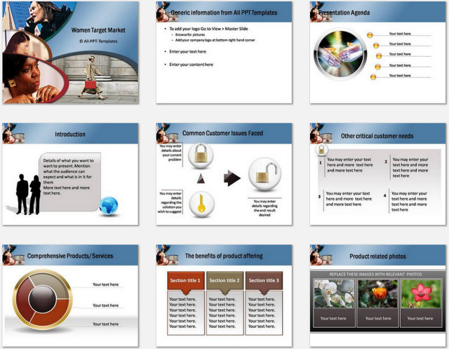 PowerPoint Women Market  Charts 01